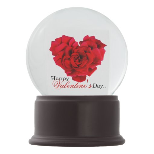 Red rose heart shaped love snow globe | Zazzle