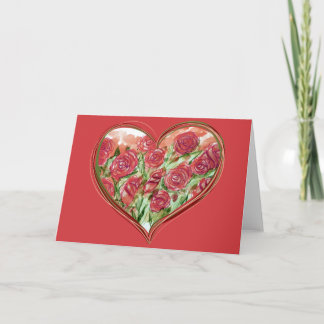 Red Rose Heart Valentine's Day Valentine           Card