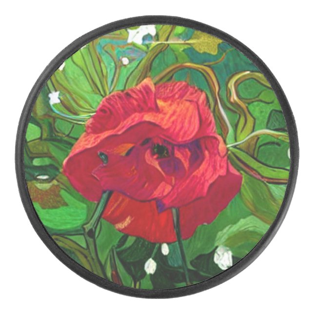 RED ROSE  HOCKEY PUCK (Front)