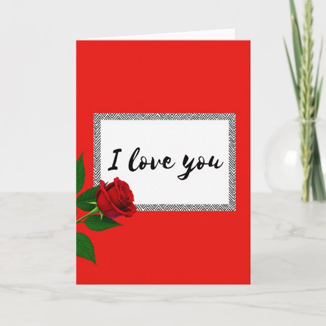 Red Rose I Love You Chevron Card (Front)