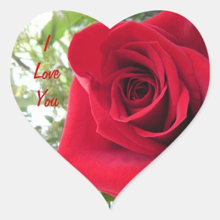 Red Rose I Love You Heart Sticker