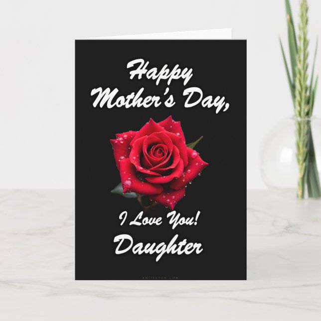 Red Rose I Love You Mothers Day Card (Front)
