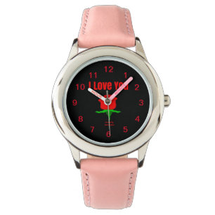Red Rose I Love You Steel Pink Watch
