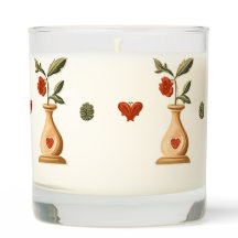 Red Rose Illustration Motif Candle
