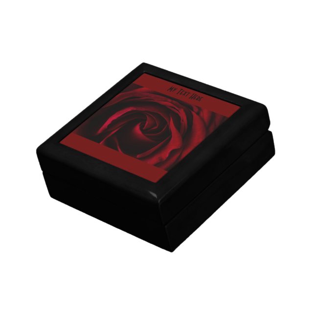 Red Rose image Small Square Jewelry Keepsake Style Gift Box (Side)