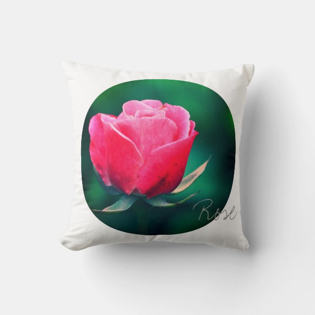 Red Rose in a circle Cushion Throw Pillow (Front)