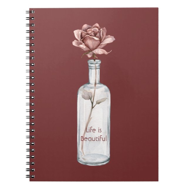 Red Rose in Bottle Notebook (Front)