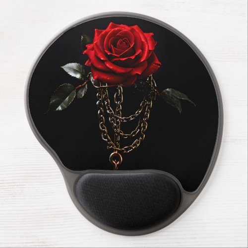 Red Rose in Chains Goth Gel Mouse Pad