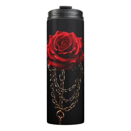 Red Rose in Chains Goth Thermal Tumbler