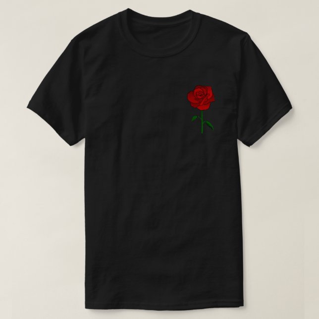 Red Rose in Corner T-Shirt (Design Front)