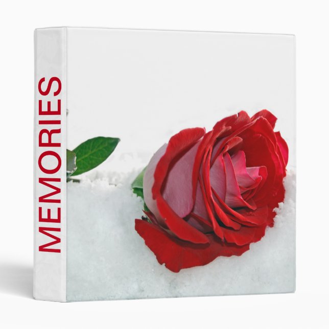 red rose in snow 3 ring binder (Front/Spine)