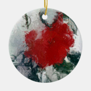 Red Rose in Snow Ornament