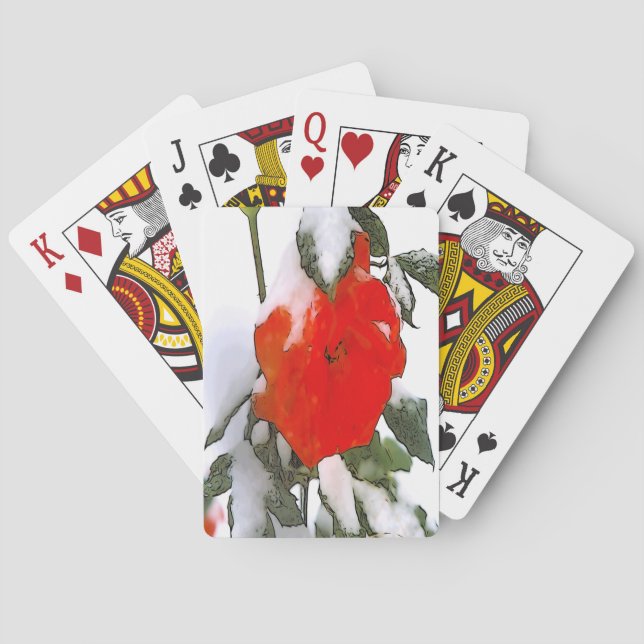 Red Rose in Snow  Poker Cards (Back)