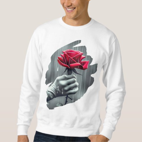 Red Rose in the Rain Sweatshirt