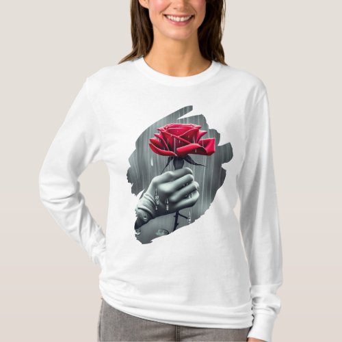 Red Rose in the Rain T_Shirt