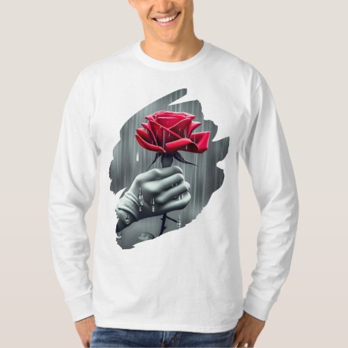 Red Rose in the Rain T_Shirt