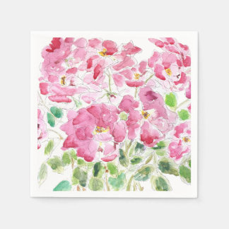 red rose ink and watercolor napkins