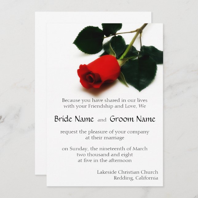 Red Rose Invitation (Front/Back)