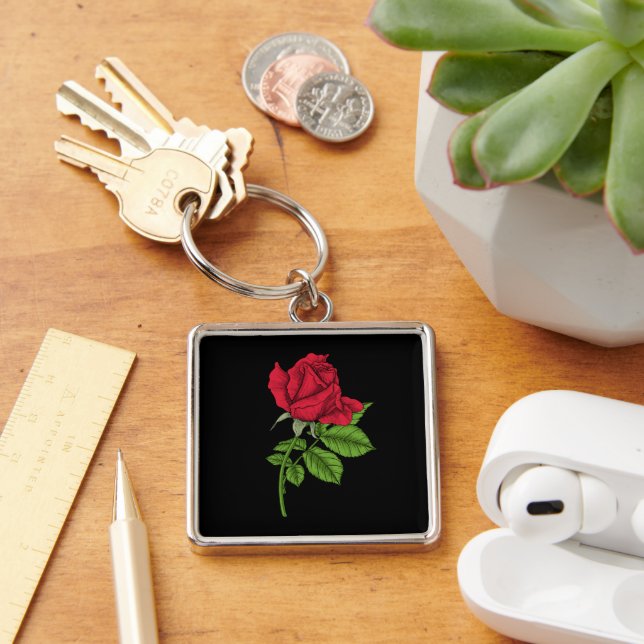 Red rose keychain (Desk)