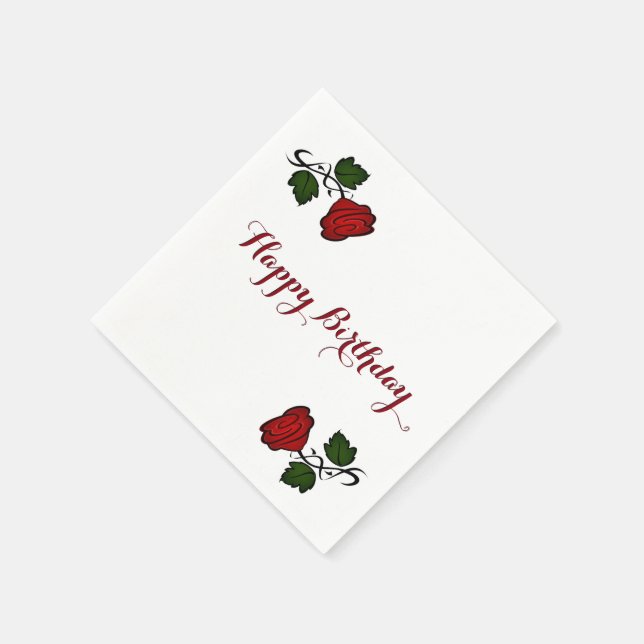 Red Rose Kiss kash002 Happy Birthday Napkins (Corner)