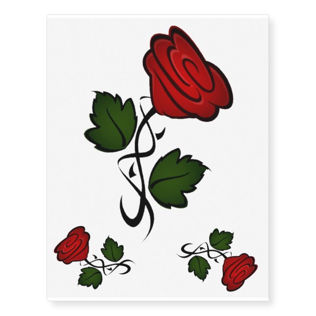 Red Rose Kiss kash002 Temporary Tattoos (Front)