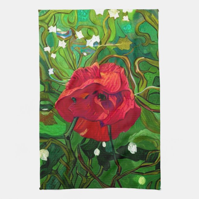 RED ROSE  KITCHEN TOWEL (Vertical)