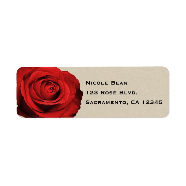 Red Rose Kraft Rustic Glam Elegant Wedding Favor Label (Front)