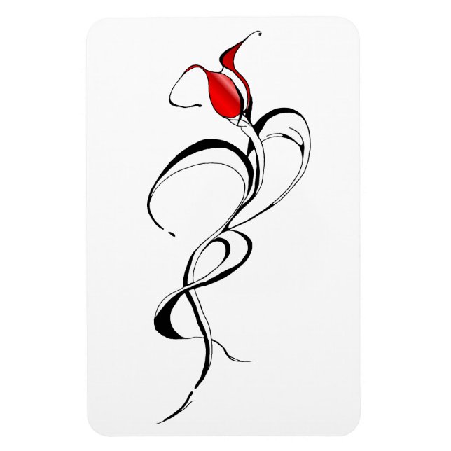 Red Rose Lady Tribal Tattoo Design Magnet (Vertical)
