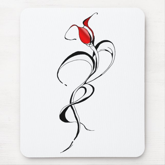 Red Rose Lady Tribal Tattoo Design Mouse Pad (Front)