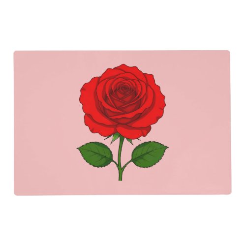 Red Rose Laminated Placemat