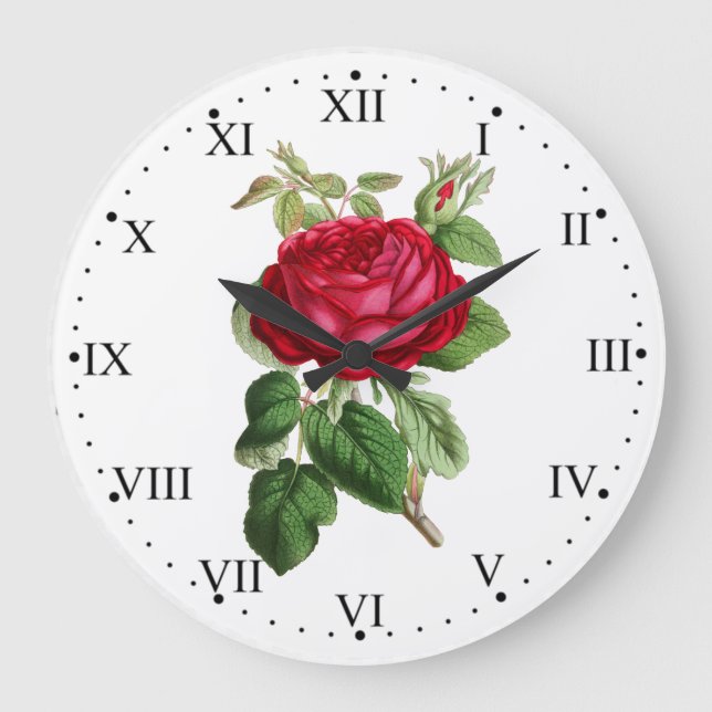 Red Rose Large Clock (Front)