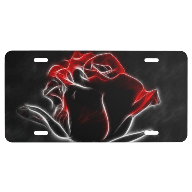 Red Rose License Plate (Front)