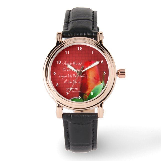 Red Rose Life Attitude Quote Inspirational   Watch (Front)