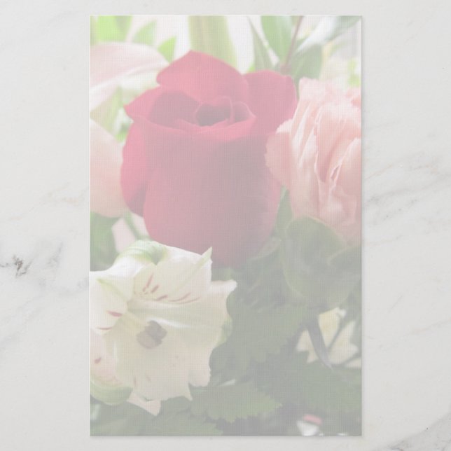 Red Rose & Lilies Transparent Stationery (Front)