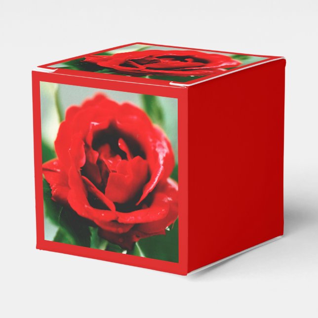 Red Rose Love  Favor Boxes (Front Side)