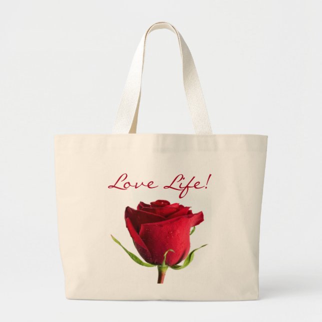 Red Rose Love Life Canvas Jumbo Tote Bag (Front)