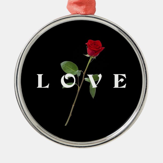 Red Rose Love Metal Ornament (Front)