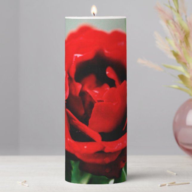 Red Rose Love  Pillar Candle (In Situ)