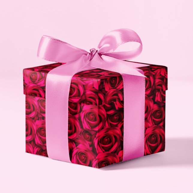 Red Rose Love Romantic Elegant Chic Floral Flower Wrapping Paper (Creator Uploaded)