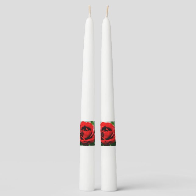 Red Rose Love  Taper Candle (Front)