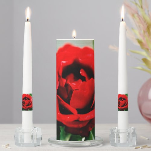 Red Rose Love  Unity Candle Set