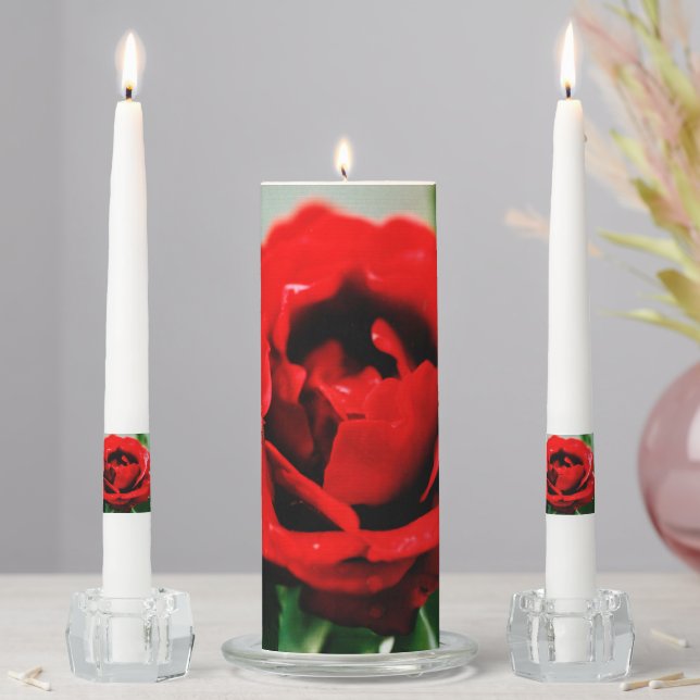 Red Rose Love  Unity Candle Set (In Situ)
