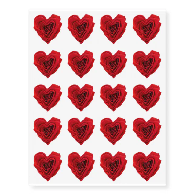 Red Rose Lovely Heart Shape Temporary Tattoo Zazzle