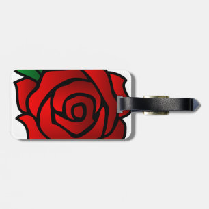 Red Rose Luggage Tag w/ leather strap