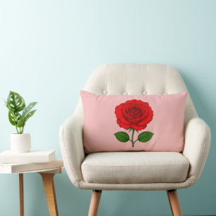 Red Rose Lumbar Pillow