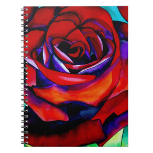 Red Rose macro flower original art Notebook