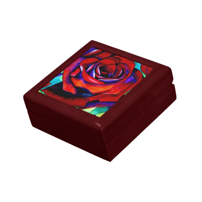 Red Rose macro flower Valentine gift box (Side)