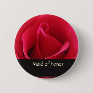 Red rose maid of honor wedding pin