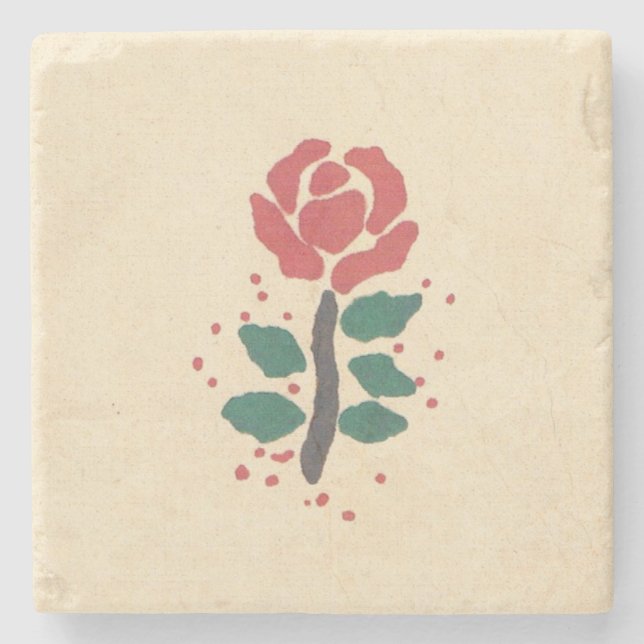 RED ROSE MARBLE COASTER (Front)