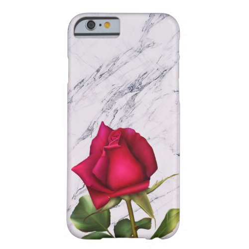 Red Rose Marble Modern Glam Floral Flower Barely There iPhone 6 Case